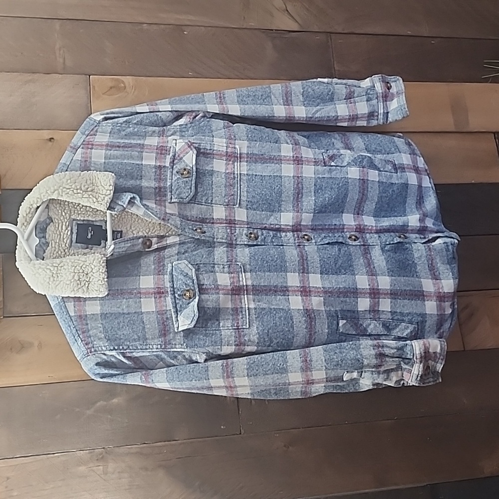 Gap Kids Sherpa lined plaid Shirt jacket. Size XL - Picture 1 of 6